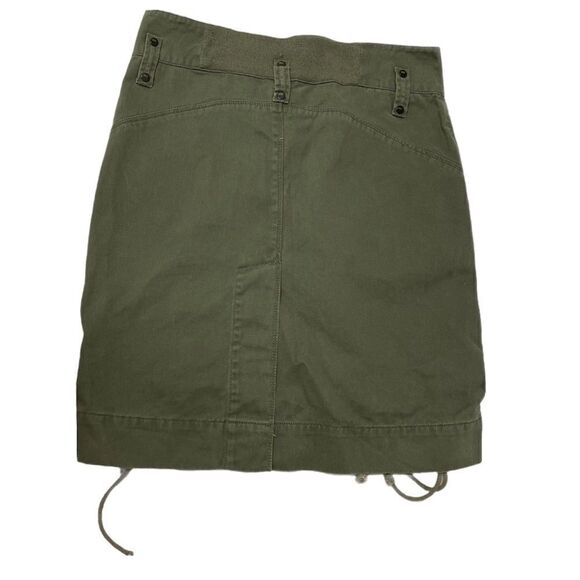 VANS Army Green Drawstring Cinch Embroidered Skull Motif Straight Short Skirt - Picture 2 of 16